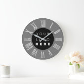 Gray Black Silver Grey Roman Numbers Logo Grote Klok (Huis)