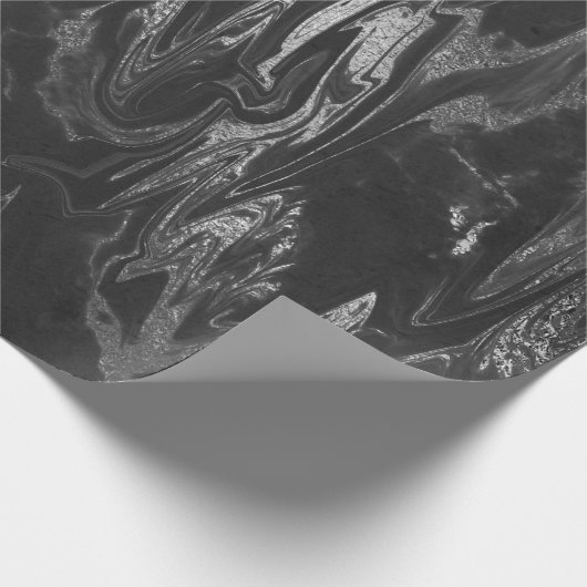 Gray Black Silver Marble Shiny Glam Cadeaupapier (Hoek)