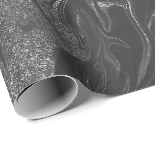 Gray Black Silver Marble Shiny Glam Cadeaupapier (Rol Hoek)