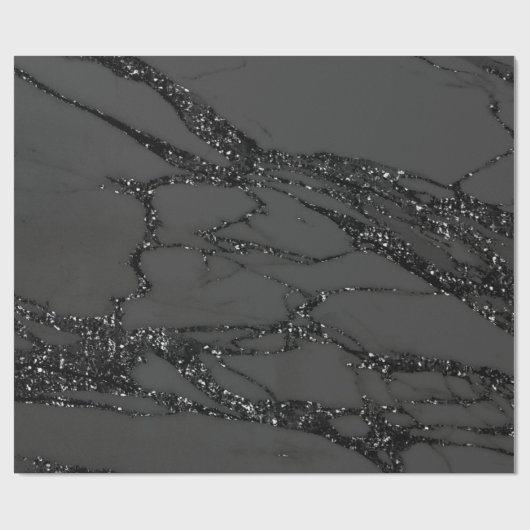 Gray Black Spark Grafiet Glitter Marble Stone Lux Cadeaupapier (Vlak)