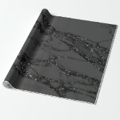 Gray Black Spark Grafiet Glitter Marble Stone Lux Cadeaupapier (Uitgerold)