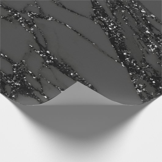 Gray Black Spark Grafiet Glitter Marble Stone Lux Cadeaupapier (Hoek)