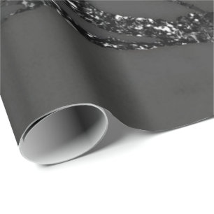 Gray Black Spark Grafiet Glitter Marble Stone Lux Cadeaupapier