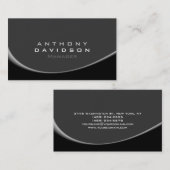 Gray Black Spiral Pattern Monogram Visitekaartje (Voorkant / Achterkant)
