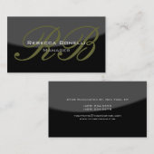 Gray Black Spiral Pattern Monogram Visitekaartje (Voorkant / Achterkant)