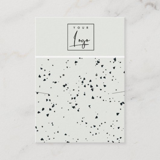 Gray Black Terrazzo Texture Earring Ketting Logo Visitekaartje (Voorkant)