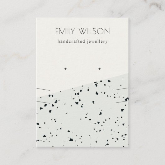 Gray Black Terrazzo Texture Stud Earring Ketting Visitekaartje (Voorkant)