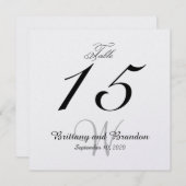 Gray Black Wedding Square Table Number Kaart (Voorkant / Achterkant)