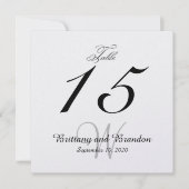 Gray Black Wedding Square Table Number Kaart (Voorkant)