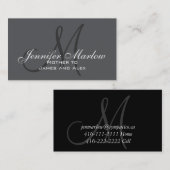 Gray, Black White Monogram Mammie Calling Card Contactkaartje (Voorkant / Achterkant)