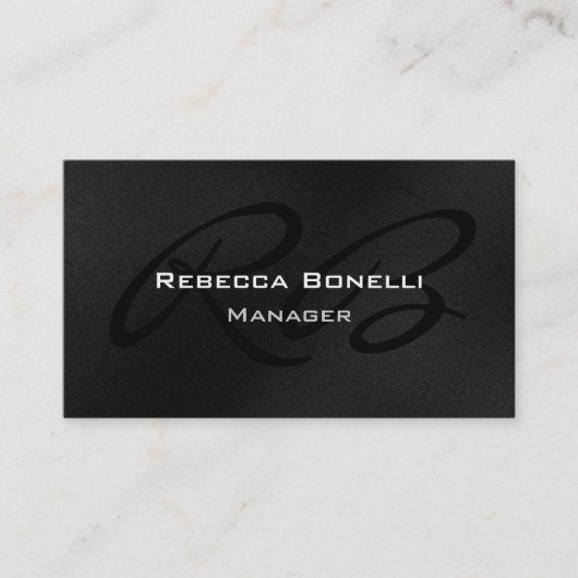 Gray Black White Monogram Manager Visitekaartje (Voorkant)