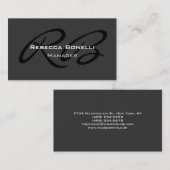 Gray Black White Monogram Manager Visitekaartje (Voorkant / Achterkant)