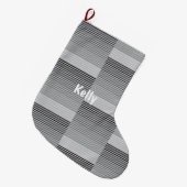 Gray, Black, White Stripes Grote Kerstsok (Voorkant (Hangend))