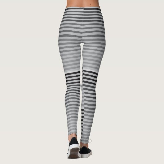 Gray, Black, White Stripes Leggings (Achterkant)