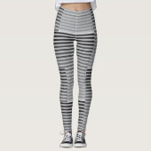 Gray, Black, White Stripes Leggings (Voorkant)