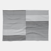 Gray, Black, White Stripes Theedoek (Horizontaal)