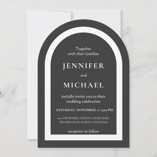 Gray black white text wedding kaart (Voorkant)