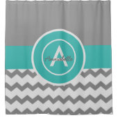 Gray Blauwgroen Chevron Douchegordijn (Voorkant)