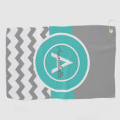 Gray Blauwgroen Chevron Golfhanddoek (Horizontaal)