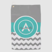 Gray Blauwgroen Chevron Golfhanddoek (Voorkant)
