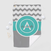 Gray Blauwgroen Chevron Golfhanddoek (Insitu)