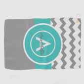 Gray Blauwgroen Chevron Golfhanddoek (Horizontaal)