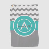 Gray Blauwgroen Chevron Golfhanddoek (Voorkant)