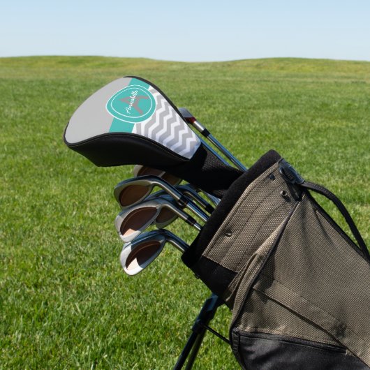 Gray Blauwgroen Chevron Golfheadcover (Insitu)