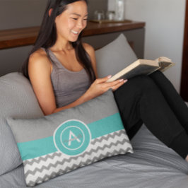 Gray Blauwgroen Chevron Kussen