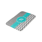 Gray Blauwgroen Chevron Monogram Bathmat Badmat (Gekanteld)