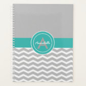 Gray Blauwgroen Chevron Planner (Voorkant)