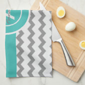 Gray Blauwgroen Chevron Theedoek (Quarter Fold)