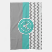 Gray Blauwgroen Chevron Theedoek (Verticaal)