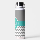 Gray Blauwgroen Chevron Waterfles (Achterkant)
