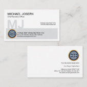 Gray Block Monogram Name Initiaal CEO Founder Visitekaartje (Voorkant / Achterkant)