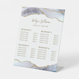 Gray Blue Agate Beauty Salon Reclamebord Met Voetstuk