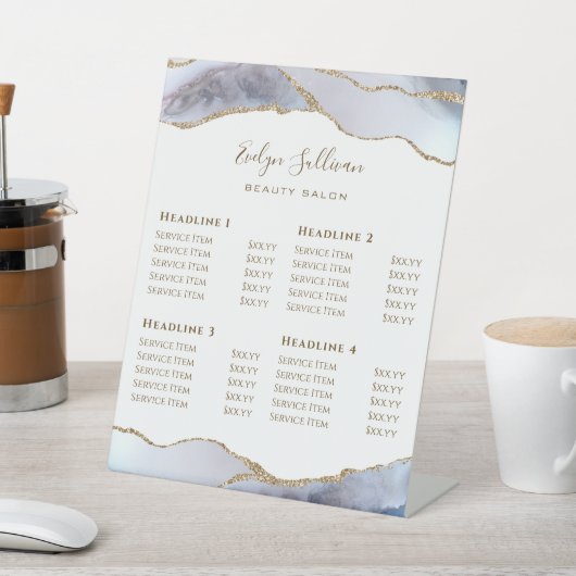 Gray Blue Agate Beauty Salon Reclamebord Met Voetstuk (Insitu)