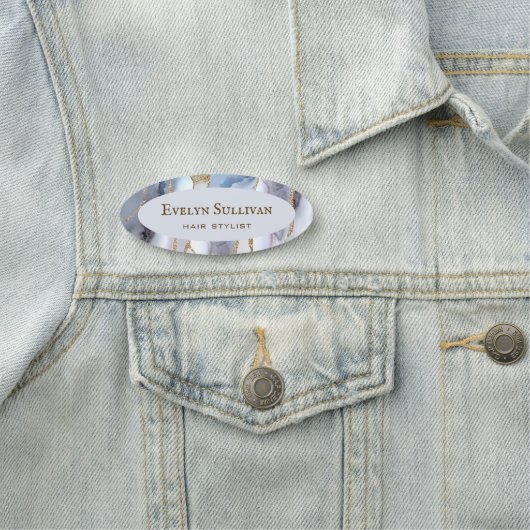 Gray Blue Agate Name Tag (In situ)