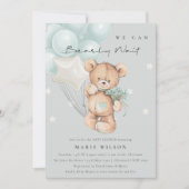 Gray Blue Barly Wait Balloon Baby shower uitnodige Bedankkaart (Voorkant)