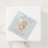 Gray Blue Barly Wait Beer Balloon Baby shower Bedankjes Labels (In situ)