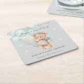 Gray Blue Barly Wait Beer Balloon Baby shower Kartonnen Onderzetters (Schuin)