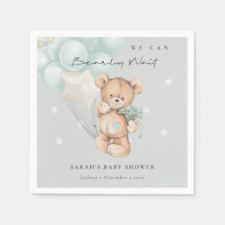 Gray Blue Barly Wait Beer Balloon Baby shower Servet