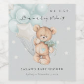 Gray Blue Barly Wait Beer Balloon Baby shower Wijn Etiket (Enkel label)