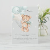 Gray Blue Beer Barly Wait Balloon Baby shower Bedankkaart (Staand voorkant)