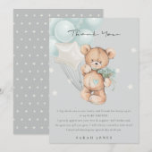 Gray Blue Beer Barly Wait Balloon Baby shower Bedankkaart (Voorkant / Achterkant)