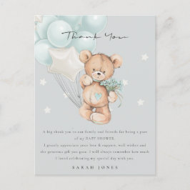 Gray Blue Beer Barly Wait Balloon Baby shower Briefkaart