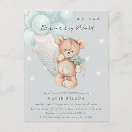 Gray Blue Beer Barly Wait Balloon Baby shower Briefkaart