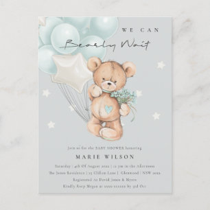 Gray Blue Beer Barly Wait Balloon Baby shower Briefkaart