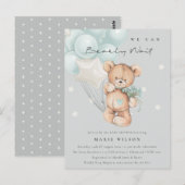 Gray Blue Beer Barly Wait Balloon Baby shower Briefkaart (Voorkant / Achterkant)
