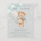 Gray Blue Beer Barly Wait Balloon Baby shower Briefkaart (Voorkant)